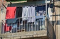 Drying laundry on a clothesline Royalty Free Stock Photo