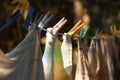 Drying laundry line Royalty Free Stock Photo