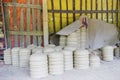 Drying pottery at the Thanh Ha village in Hoi An, Vietnam Royalty Free Stock Photo