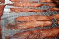 Drying red fish in the dryer. System for drying fish. Stockfish, salted, fish chips, snacks, beer snacks productiSnac