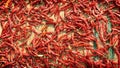 Drying the red hot chile pepper on the mat - Spice Market in India