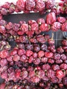 drying red hot round chilli peppers