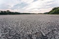 Dry lake in Bavaria Germany. Drought and climate change, landscape of cracked earth after lake has dried up in summer. Water Royalty Free Stock Photo