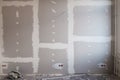 Drywall background during flat renovation - dry wall room renovation Royalty Free Stock Photo