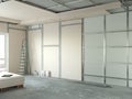 Drywall installation in the appartment repair Royalty Free Stock Photo