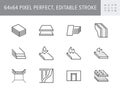 Drywall line icons. Vector illustration include icon - plasterboard, soundproof, acoustic protection, ceiling board