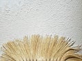 Drywall texture on ceiling. Slap stick and blade tool on white background. Royalty Free Stock Photo