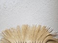 Drywall texture on ceiling. Slap stick and blade tool on white background. Royalty Free Stock Photo