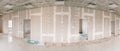 Drywall wall home interior decoration at construction site panorama Royalty Free Stock Photo