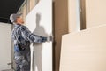 Drywall Walls Building by a Contractor Worker Royalty Free Stock Photo