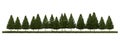3ds rendering image of front view of pine trees on grasses field