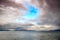 Dramatic sky over Pach, A fishing village in Saronic gulf,Greece Royalty Free Stock Photo