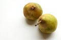 Two ripe pears on a white background Royalty Free Stock Photo