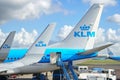 AMSTERDAM, NETHERLANDS - MARCH 03, 2020: KLM Royal Dutch Airlines at Amsterdam Airport Schiphol. Royalty Free Stock Photo