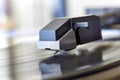 Closeup of turntable record player with stylus Royalty Free Stock Photo