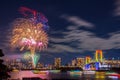 Odaiba firework and rainbow bridge Tokyo Japan on New year Royalty Free Stock Photo