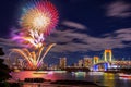 Odaiba, Tokyo, Beautiful and colorful rainbow bridge and Tokyo city night background Royalty Free Stock Photo