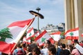Lebanese demonstrating Flags People Paris France 2015