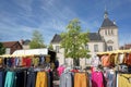 Street market in small town of Boussac France Royalty Free Stock Photo