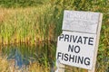 No fishing and no swimming sign next to a reed pond Royalty Free Stock Photo