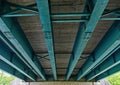 Underside of a plate girder bridge