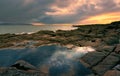 Dramatic cloudy sunset scenery of Wild atlantic way at Barna, Galway, Ireland Royalty Free Stock Photo