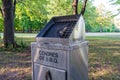 BBQ ash bins in Angrignon Park. Montreal, Quebec, Canada. Royalty Free Stock Photo