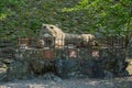 The Fukko-zo, a concrete statue of a crouching tiger, a symbol of Wakayama Castle. Wakayama, Japan Royalty Free Stock Photo