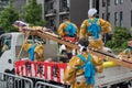 Kenboko sacred spear balancing in Saga Matsuri procession. Arashiyama, Kyoto, Japan Royalty Free Stock Photo