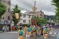 Kenboko sacred spear balancing in Saga Matsuri procession. Arashiyama, Kyoto, Japan Royalty Free Stock Photo