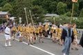 Kenboko sacred spear balancing in Saga Matsuri procession. Arashiyama, Kyoto, Japan Royalty Free Stock Photo