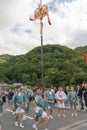 Kenboko sacred spear balancing in Saga Matsuri procession. Arashiyama, Kyoto, Japan Royalty Free Stock Photo