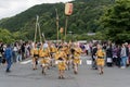 Kenboko sacred spear balancing in Saga Matsuri procession. Arashiyama, Kyoto, Japan Royalty Free Stock Photo