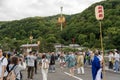 Kenboko sacred spear balancing in Saga Matsuri procession. Arashiyama, Kyoto, Japan Royalty Free Stock Photo