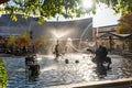 Kinetic fountain sculpture of Tinguely-Brunnen moving in water. Basel, Canton of Basel-Stadt, Switzerland Royalty Free Stock Photo
