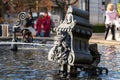 Kinetic fountain sculpture of Tinguely-Brunnen moving in water. Basel, Canton of Basel-Stadt, Switzerland Royalty Free Stock Photo