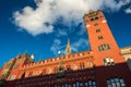 Red sandstone building facade of Basel Town Hall Rathaus. Canton of Basel-Stadt, Switzerland Royalty Free Stock Photo