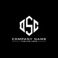 DSC letter logo design with polygon shape. DSC polygon and cube shape logo design. DSC hexagon vector logo template white and Royalty Free Stock Photo