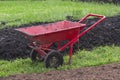 Dual Wheel Barrow, Double Wheel Cement Cart in the garden