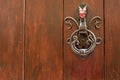 Black metal door knocker in the form of a dragon Royalty Free Stock Photo