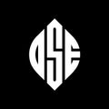 DSE circle letter logo design with circle and ellipse shape. DSE ellipse letters with typographic style. The three initials form a Royalty Free Stock Photo