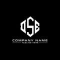 DSE letter logo design with polygon shape. DSE polygon and cube shape logo design. DSE hexagon vector logo template white and Royalty Free Stock Photo