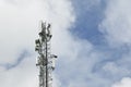 4G and 5G transmitters on a telecommunications tower Royalty Free Stock Photo