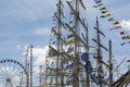 Tall Ships Races 2022 Harlingen masts and ferris wheel Royalty Free Stock Photo