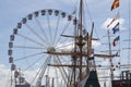 Tall Ships Races 2022 Harlingen masts and ferris wheel Royalty Free Stock Photo