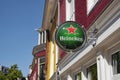 Heineken sign on a pub in summer during daytime