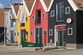 A row of scandinavian style colored houses in Zoutkamp Royalty Free Stock Photo