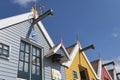 A row of scandinavian style colored houses in Zoutkamp Royalty Free Stock Photo