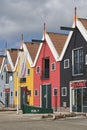 A row of scandinavian style colored houses in Zoutkamp Royalty Free Stock Photo
