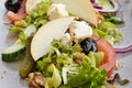 Fresh salad with grilled goat cheese wit fruit and vegetables Royalty Free Stock Photo